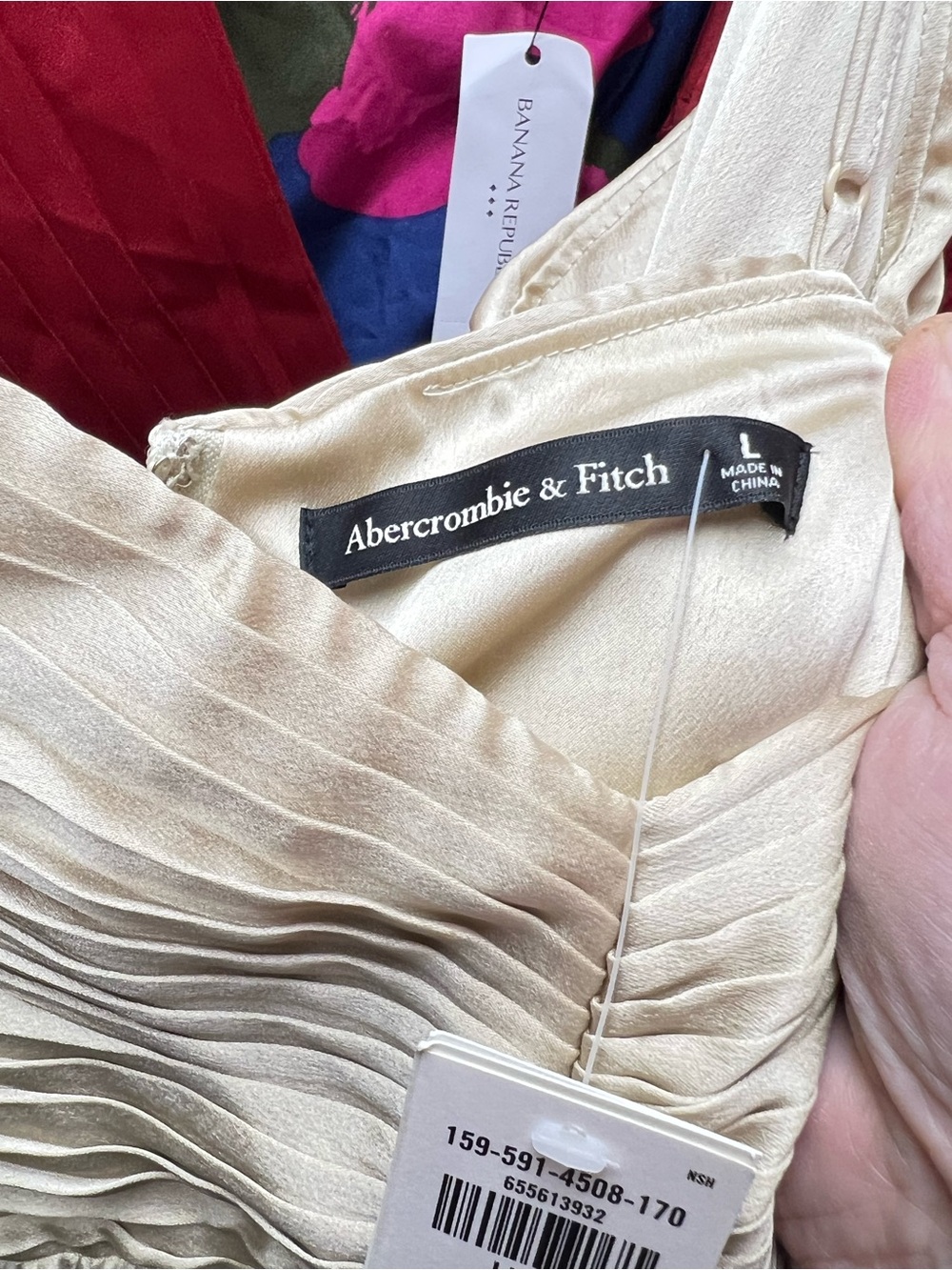 Abercrombie & Fitch Cream Pleated Spaghetti-Strap Maxi Dress - Picture 2 of 5
